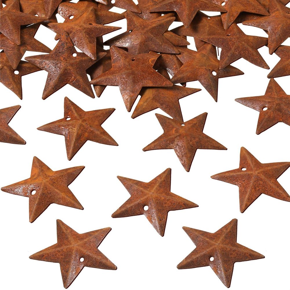 Mini Metal Stars For Crafts With Holes 1.18 Inch Metal Rusty Barn Star Craft😏